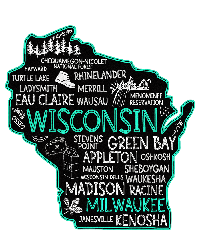 Wisconsin Green Bay Osseo Kenosha Racine Milwaukee Map Women's Perfect Tri Tunic Long Sleeve Shirt