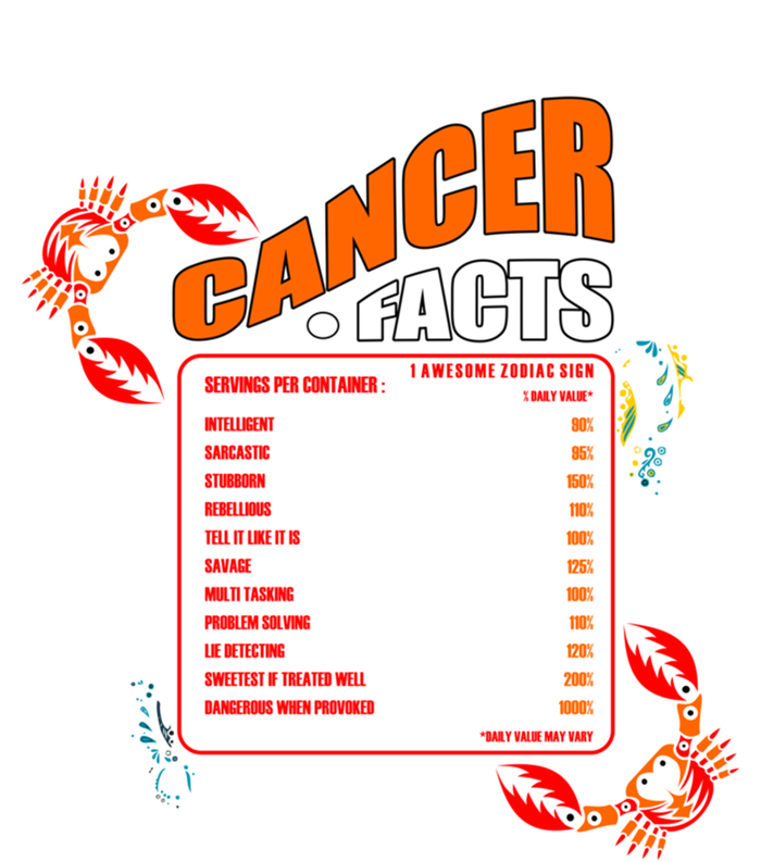 Cancer Facts Daily Serving Per Container Funny Cancer Gift T-Shirt