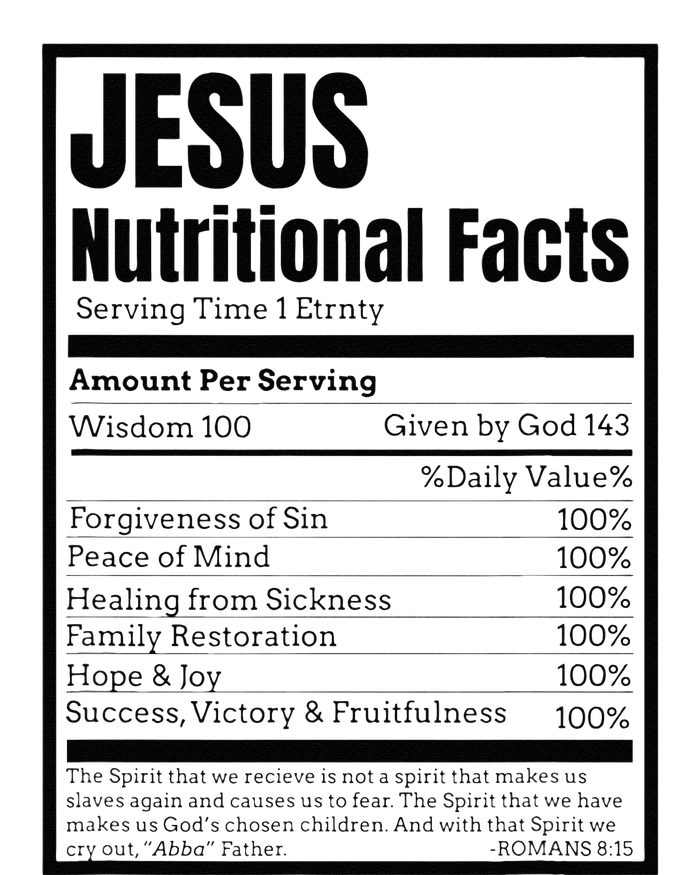 Jesus Nutrition Facts Idea Kids Long Sleeve Shirt