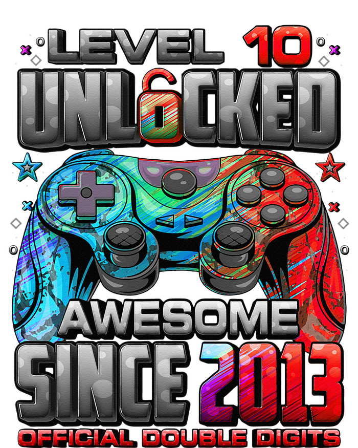 Level 10 Unlocked Awesome Since 2013 10th Birthday Gaming T-Shirt