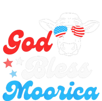 4th of July Cow With American Flag Glasses God Bless Moorica T-Shirt