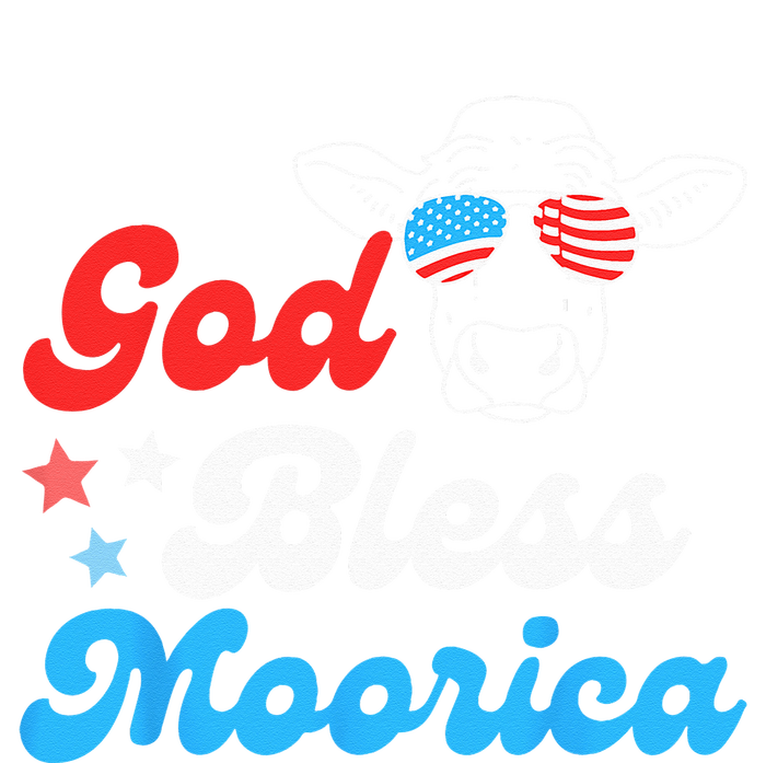 4th of July Cow With American Flag Glasses God Bless Moorica T-Shirt