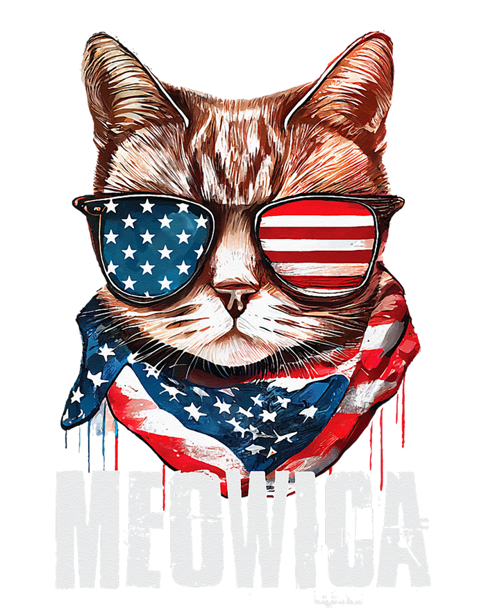 4th Of July Meowica American Flag Cat Tall Long Sleeve T-Shirt