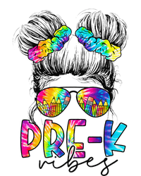 Pre K Vibes Messy Bun Back To School First Day Tie Dye V-Neck T-Shirt