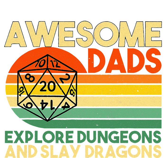 Awesome Dads Explore Dungeons DM RPG Dice Dragon T-Shirt