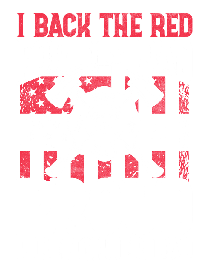 I Back The Red For My Dad Proud Firefighter Firefighter Dad Gift Pom Pom 12in Knit Beanie