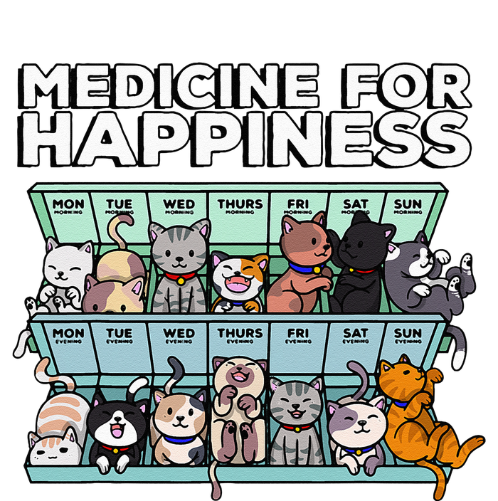 My Medicine For Happiness Called Cats Every Day Kitten Cat Kids Long Sleeve Shirt