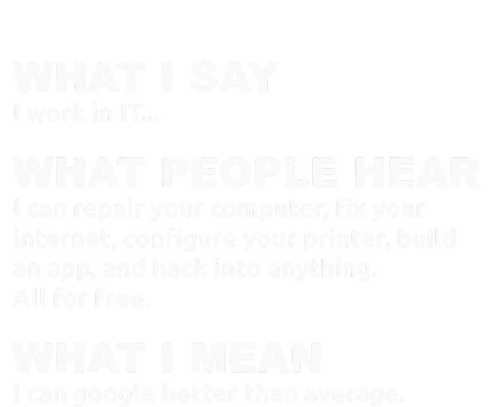 What I say what people hear IT tech support nerd T-Shirt