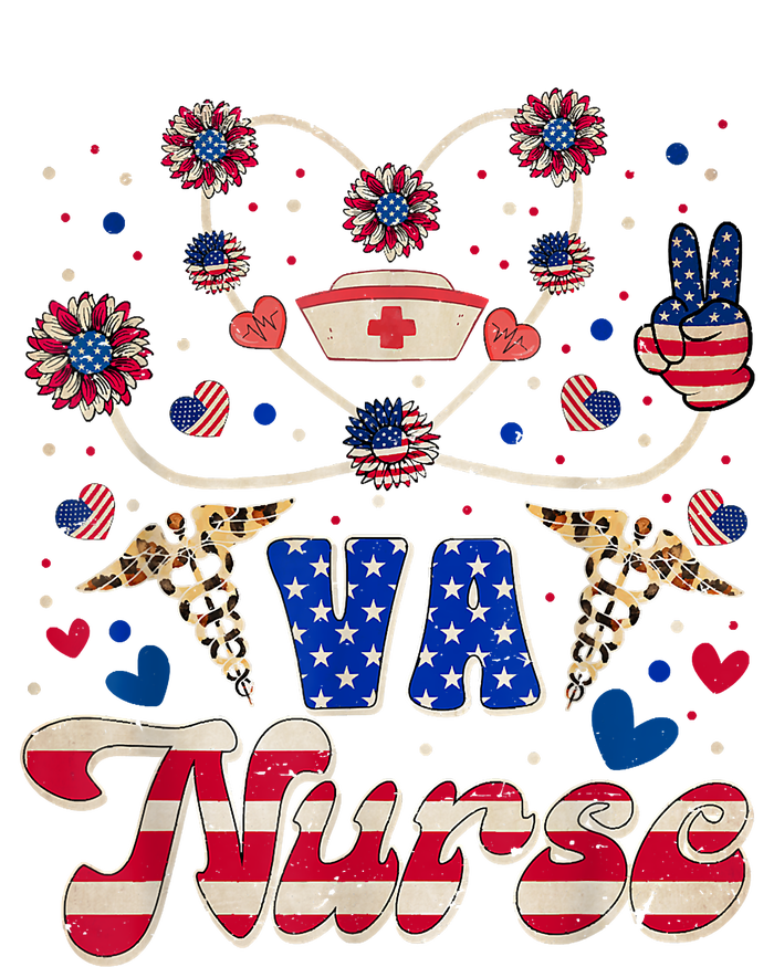 4th Of July Va Nurse American Flag Sunflower Stethoscope Premium T-Shirt