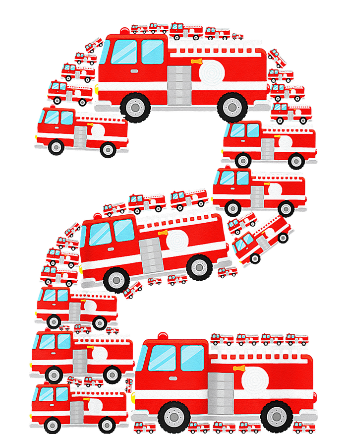 Fire Truck 2nd Birthday 2 Year Old Firefighter T-Shirt