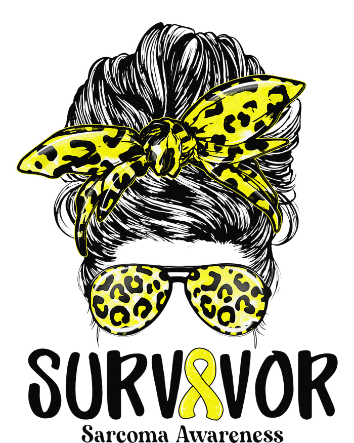 Leopard Messy Bun  Survivor Sarcoma Awareness Tall T-Shirt