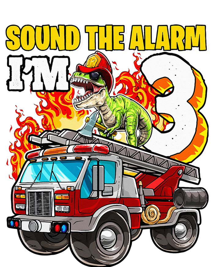 Sound the Alarm I'm 3 Dinosaur Firefighter 3rd Birthday Canvas