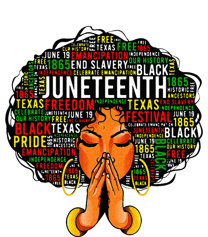 Juneteenth Melanin Black Wo Natural Hair Afro Word Art T-Shirt