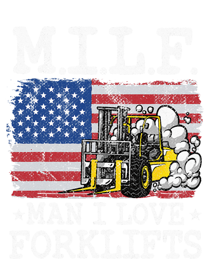 M.I.L.F. Man I Love Forklifts American Flag Forklift Driver Ladies Essential Flowy Tank