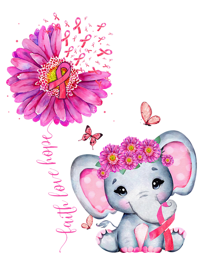 Breast Cancer Cute Elephant With Sunflower And Pink Ribbon Baby Long Sleeve Bodysuit