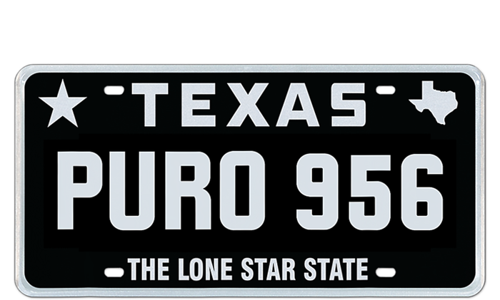 Simple “PURO 956” Texas License Plate Graphic Ceramic Star Ornament