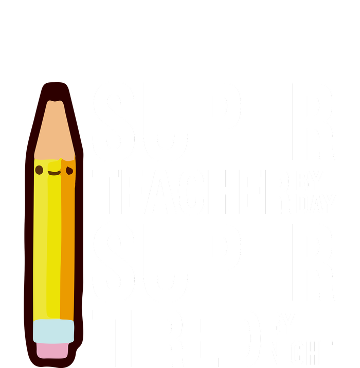 Super Teacher By Day Super Tired By Night Funny Back To School Gift Full-Length Apron With Pockets