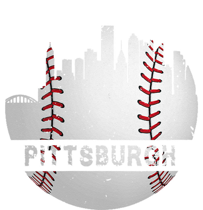 Womens Pittsburgh Baseball Cityscape Distressed Novelty Pirate Gift T-Shirt