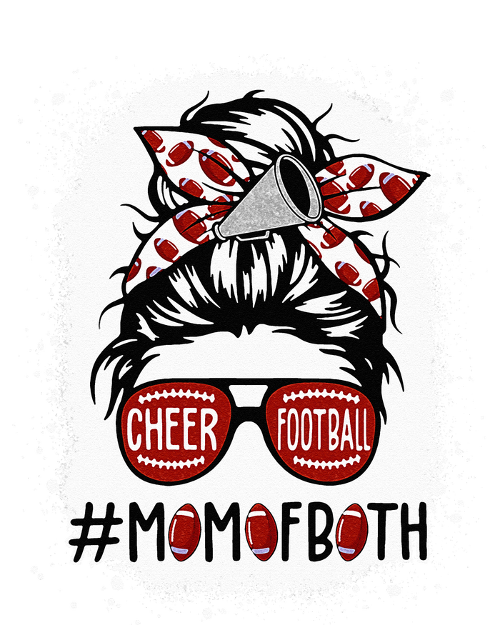 Cheer Football Cheerleading Mom Of Both Messy Hair Bun Ladies PosiCharge Competitor Racerback Tank