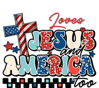 Loves Jesus And America Too God Christian Groovy 4th Of July Women's Racerback Cropped Tank