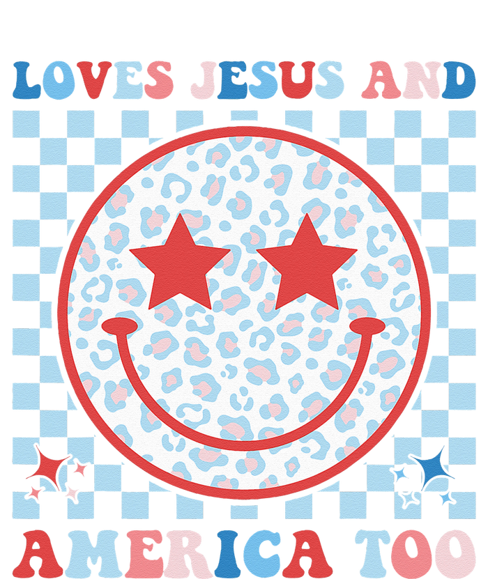 Loves Jesus and America Too God Christian Groovy 4th of July Legacy Cool Fit Booney Bucket Hat