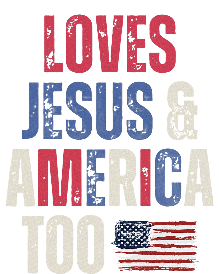 Vintage Loves Jesus And America Too Patriotic Proud US.Flag T-Shirt