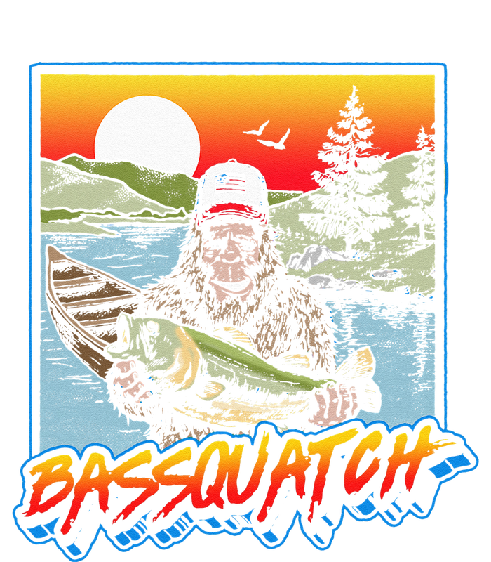 Bassquatch! Funny Bass Fishing Sasquatch Retro 80s Fisherman Pajama Set