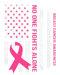 No One Fights Breast Cancer Alone USA Flag Pink Ribbon T-Shirt