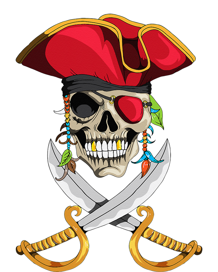 Pirate Head Skull With Pirate Hat Crossed Sword T-Shirt