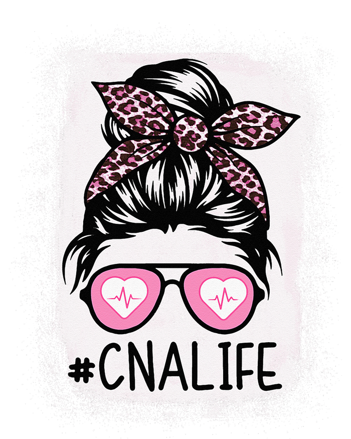 CNA Nurse Life Bleached Pink Leopard Messy Bun Bumper Sticker