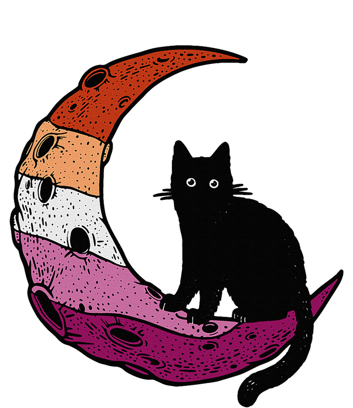 Lesbian Moon Space Cat Pride Flag LGBT Subtle Gay Sapphic T-Shirt