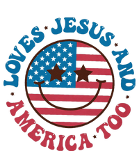 Groovy Loves Jesus And America Too God Christian 4th Of July Garment-Dyed Heavyweight T-Shirt