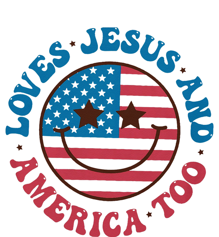 Groovy Loves Jesus And America Too God Christian 4th Of July Garment-Dyed Heavyweight T-Shirt