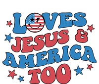 Loves Jesus and America Too God Christian Groovy 4th of July Metallic Star Ornament