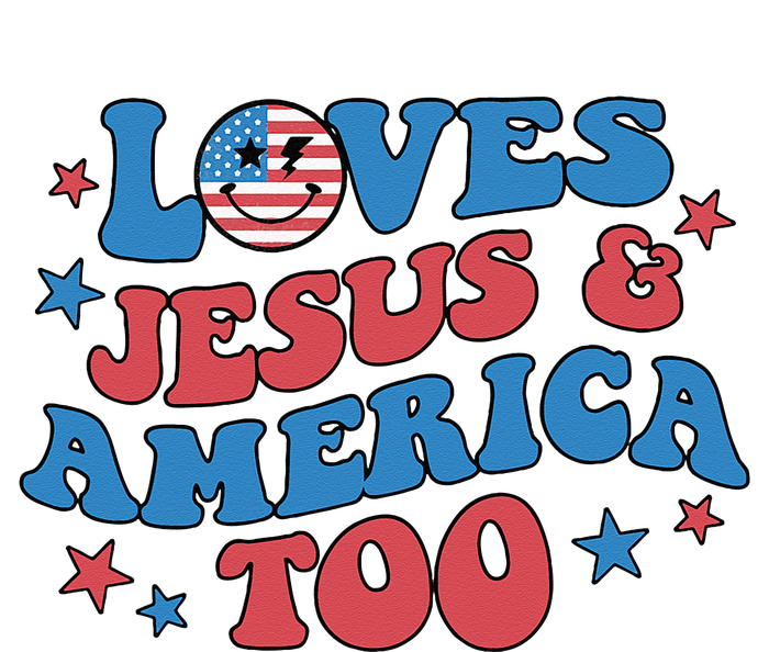 Loves Jesus and America Too God Christian Groovy 4th of July Metallic Star Ornament