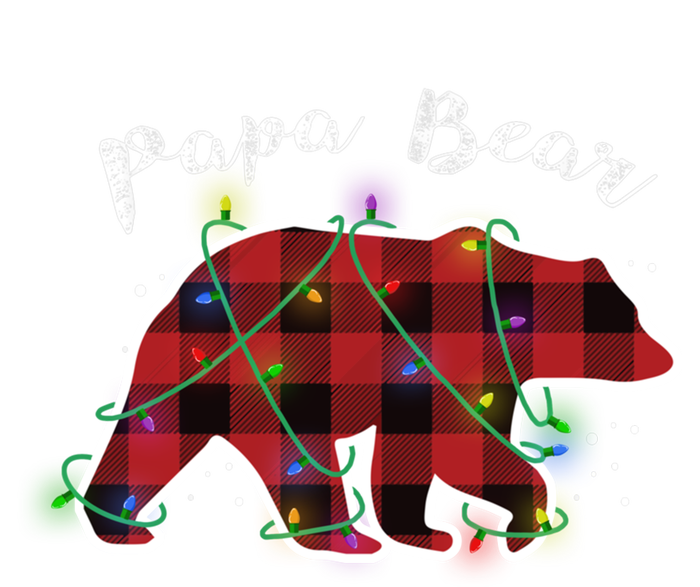 Papa Bear Buffalo Red Plaid Lights Christmas Family Top Gift T-Shirt