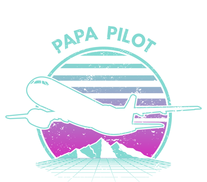 Papa Pilot Fathers Day Retro Pilot Aviation Gift V-Neck T-Shirt