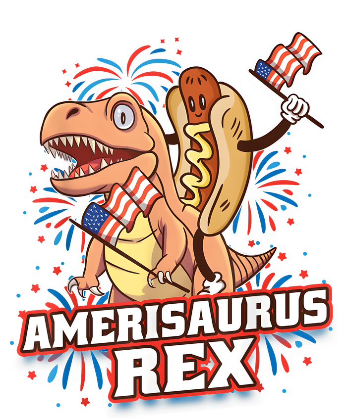 Hotdog T Rex Dinosaur 4th Of July Amerisaurus Funny Gifts Premium Crewneck Sweatshirt