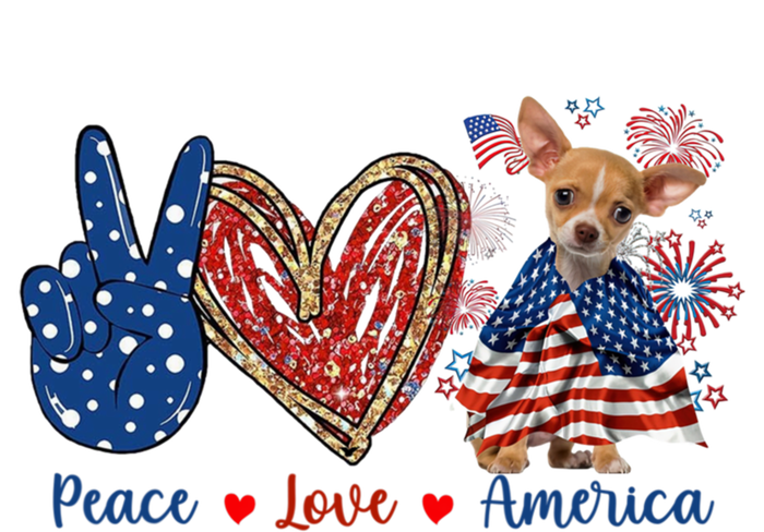 Peace Love Chihuahua Dog Patriotic America Flag 4th July Cute Gift Tall Long Sleeve T-Shirt