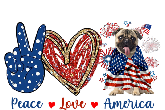 Peace Love Pug Dog Patriotic America Flag 4th July Gift Women's Tri-Blend 3/4-Sleeve Raglan Shirt