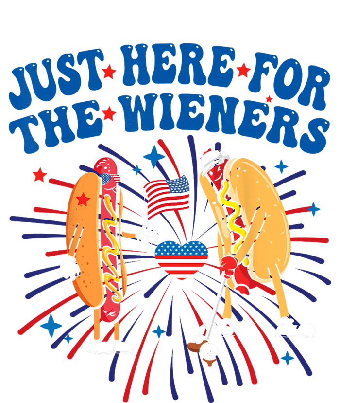 Groovy Hot Dog Im Just Here For The Wieners 4Th Of July Womens Funnel Neck Pullover Hood