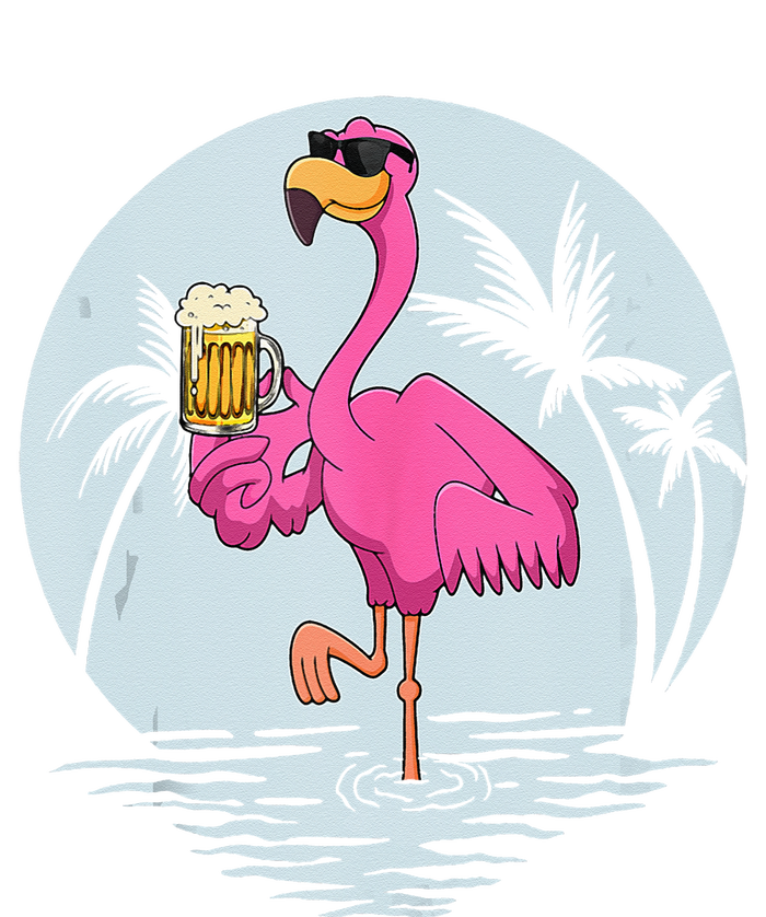 Funny Pink Flamingo Bird With Mug Of Beer Summer Vacation Premium Hoodie