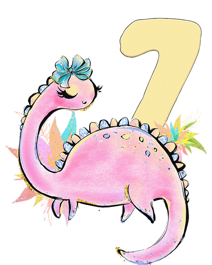 7th Birthday Dinosaur Pink Dino Party Outfit Seven T-Shirt