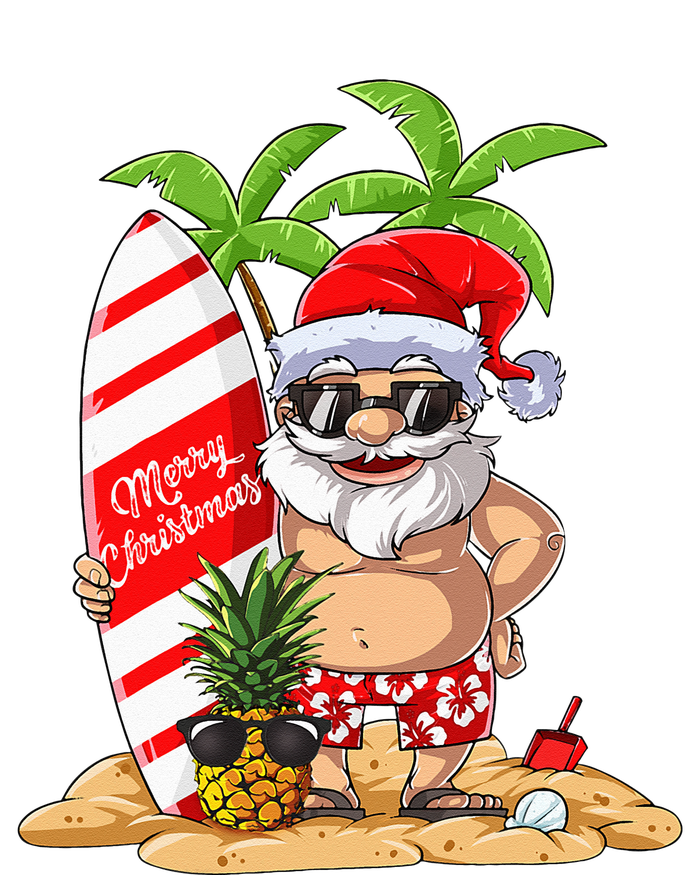 Christmas In July Santa Hawaiian Summer Surf Surfing Surfer T-Shirt