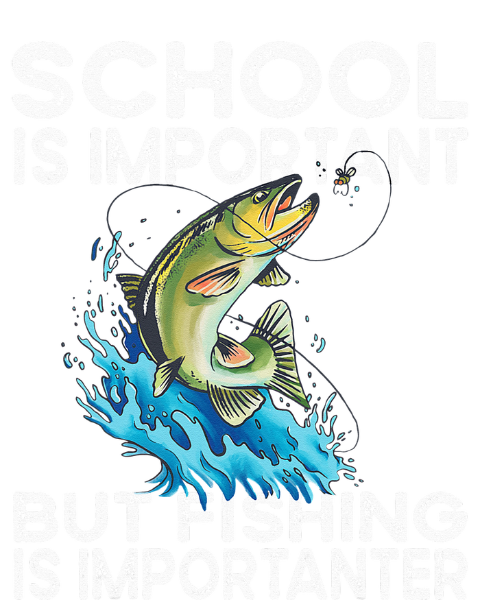 School Is Important But Fishing Is Importanter Funny Fishing V-Neck T-Shirt