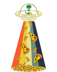 Funny Pizza UFO Alien Eating Pizza a UFO Extraterrestrial T-Shirt