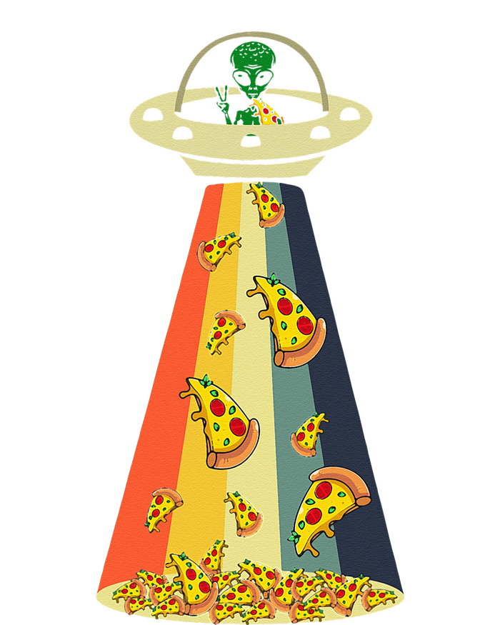 Funny Pizza UFO Alien Eating Pizza a UFO Extraterrestrial T-Shirt