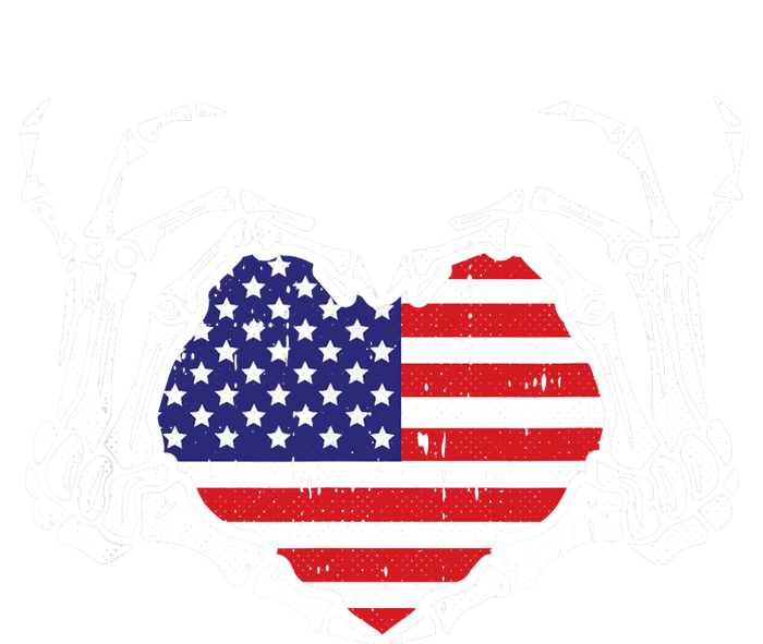 Skeleton Hand Heart 4th Of July Love American Flag Patriotic Sustainable Bucket Hat