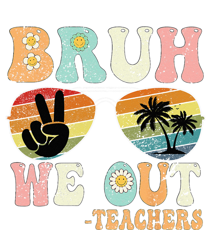 Bruh We Out Groovy Retro Teachers Happy Last Day Of School High Crown Mesh Back Trucker Hat