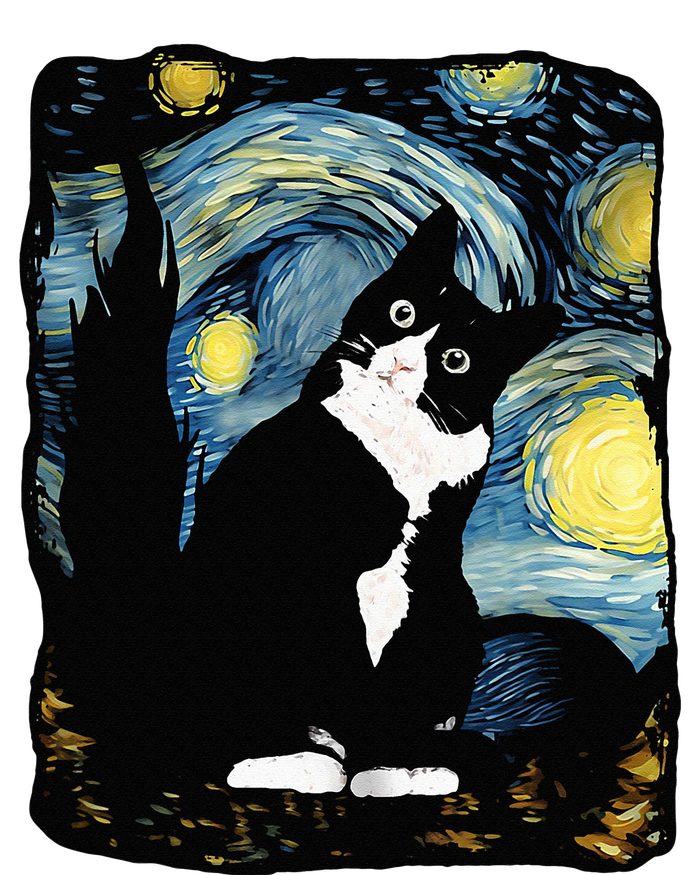 Tuxedo Cat Starry Night Van Gogh Cat Cat Art Cat Mom Dad T-Shirt